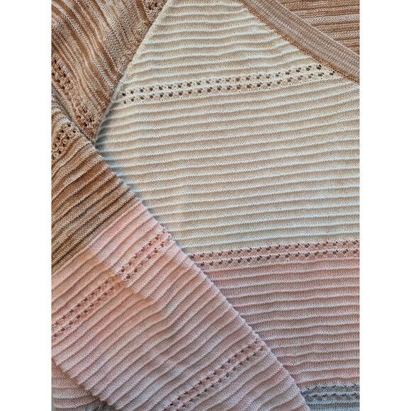 Womens L Hoodie, lightweight Heathered Brown/White/Pink/Gray stripe - Picture 3 of 7